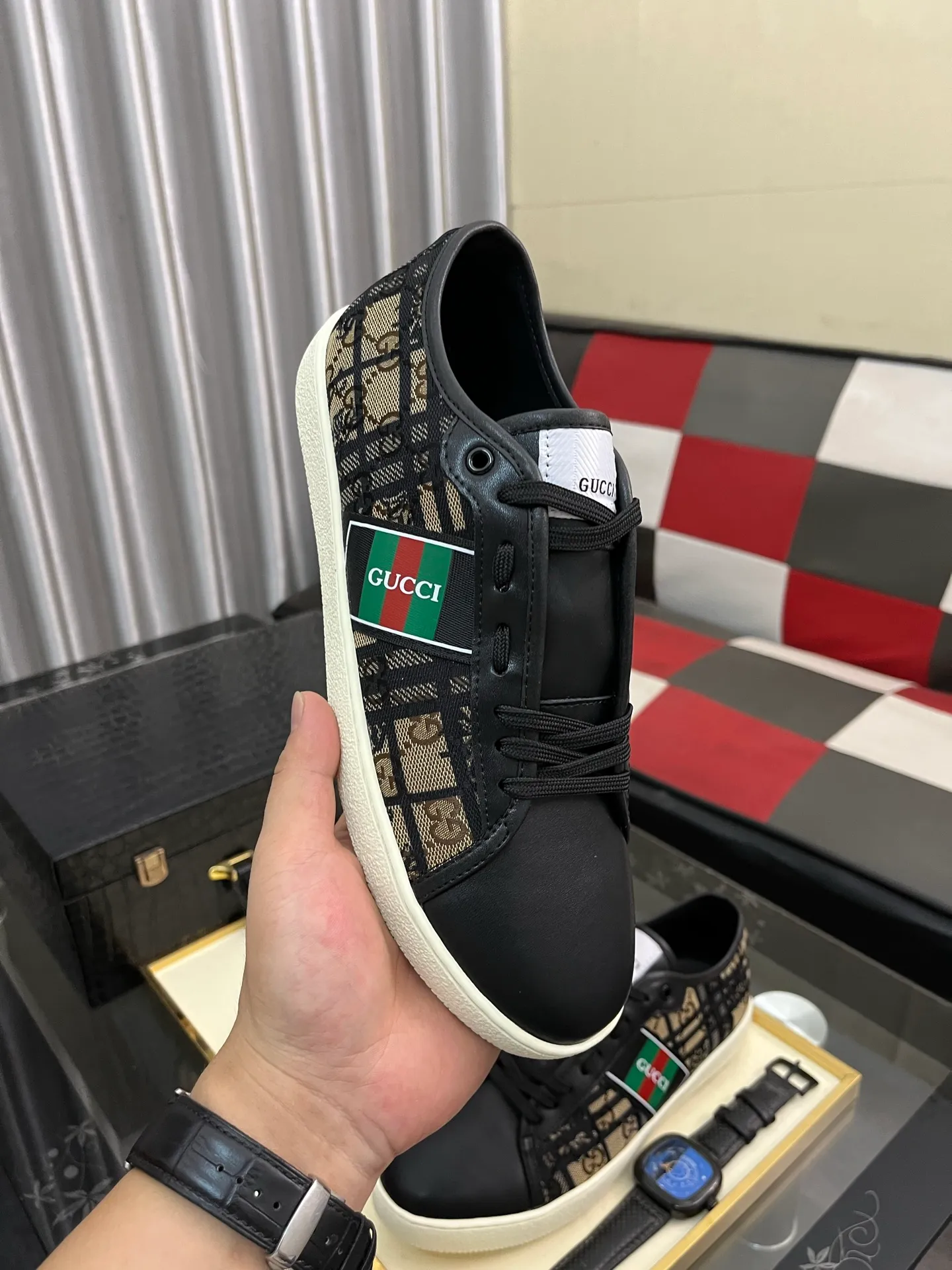 Men's Men's Shoes💰400⌚️⌚️" GUCCI" New official website • Same style, latest • hot style casual shoes, top brand [seduce] luxury ~ purchasing agency, top ~ quality. Products sold at the counter [strong] Original embossed calfskin fabric ➕ Comfortable sheepskin lining, code number: 38-443️⃣colors available
